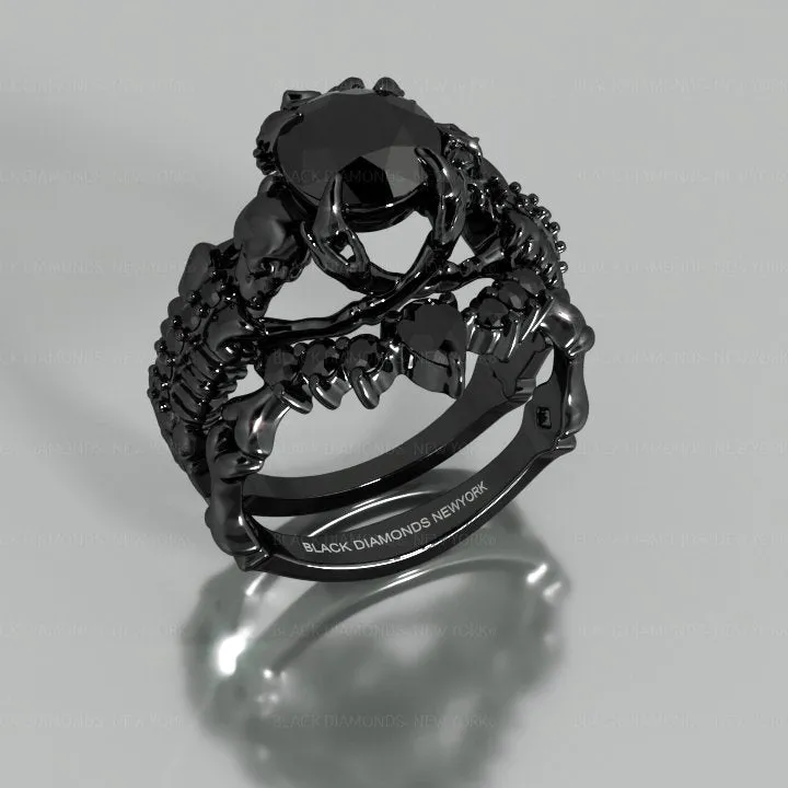 Together Forever- 1.25 Carat Black Diamond Gothic Ring Set