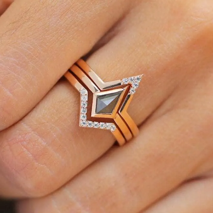 Together We Fly- Kite Shape Pear Diamond Promise Ring Set
