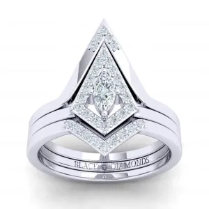 Together We Fly- Kite Shape Pear Diamond Promise Ring Set