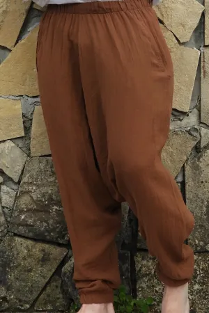 TRIBAL Gender Neutral Organic Gauze Cotton Harem Pants (Brown, Gray)