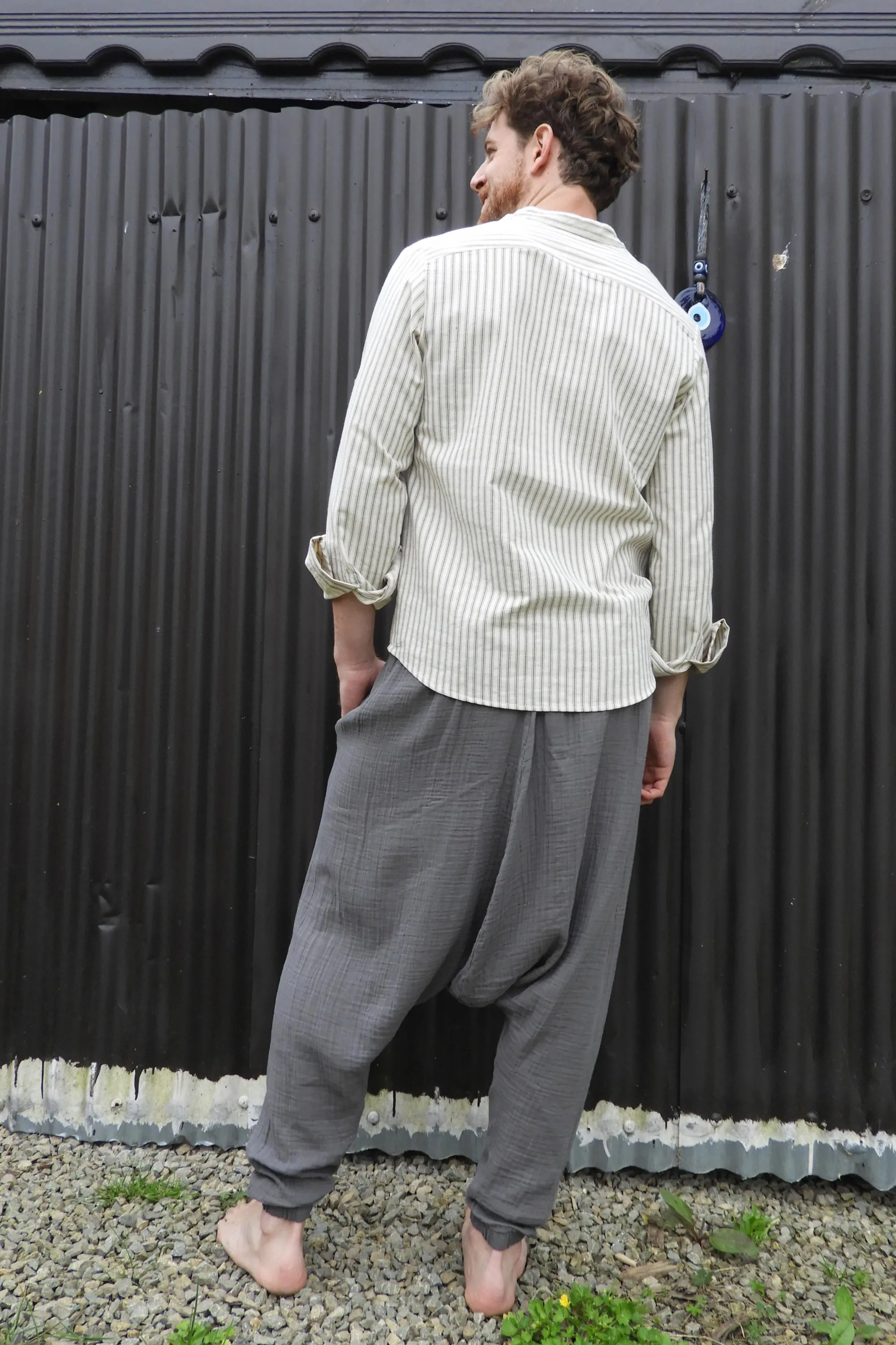 TRIBAL Gender Neutral Organic Gauze Cotton Harem Pants (Brown, Gray)