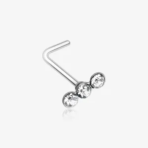 Triple Linear Gem L-Shaped Nose Ring