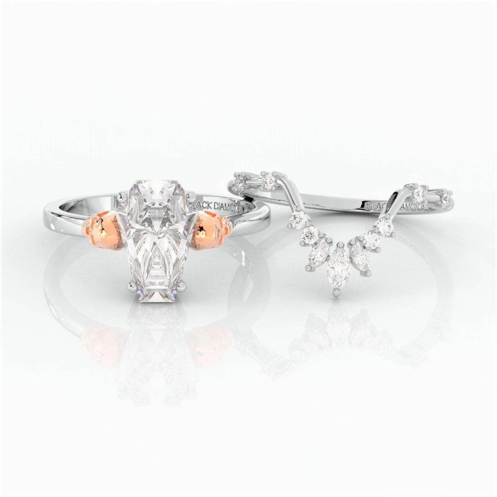 True Love Rings- 14k White Gold Limited Coffin Cut Diamond Rings