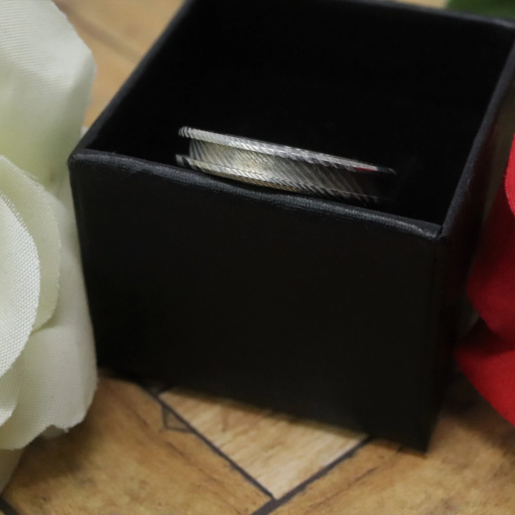 Twisted Stainless Damascus Steel Ring Blank 4mm Wide 2mm Channel