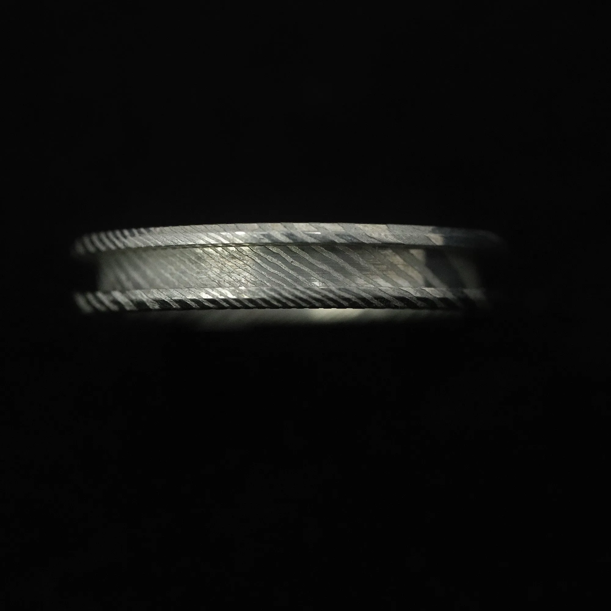 Twisted Stainless Damascus Steel Ring Blank 4mm Wide 2mm Channel