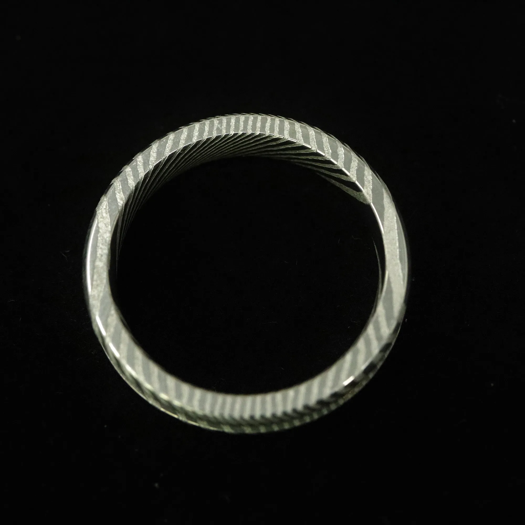 Twisted Stainless Damascus Steel Ring Blank 4mm Wide 2mm Channel
