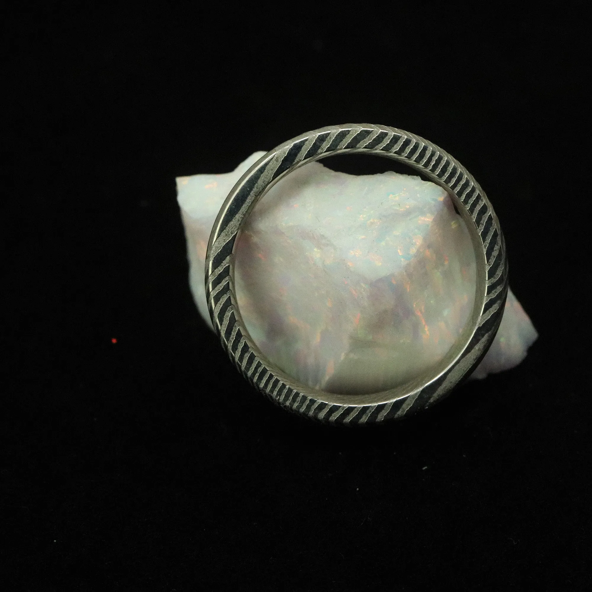 Twisted Stainless Damascus Steel Ring Blank 4mm Wide 2mm Channel