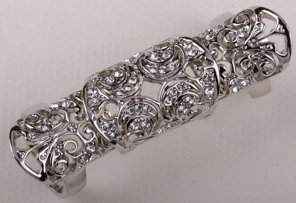 Victorian Gothic Knuckle Ring with Rhinestones