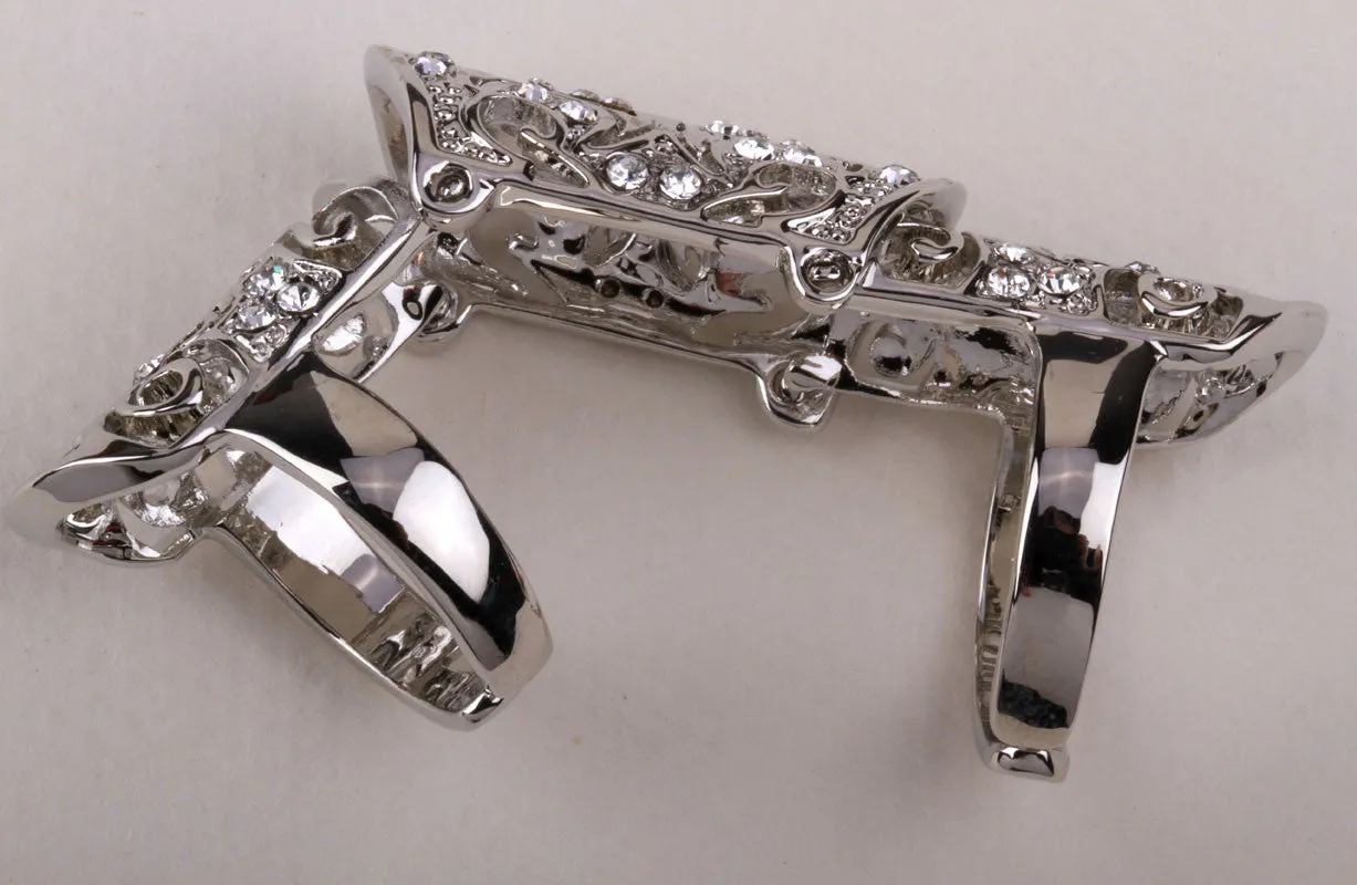 Victorian Gothic Knuckle Ring with Rhinestones