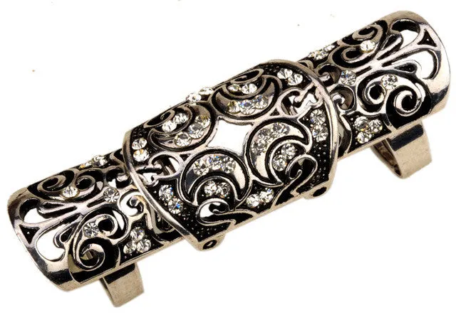 Victorian Gothic Knuckle Ring with Rhinestones