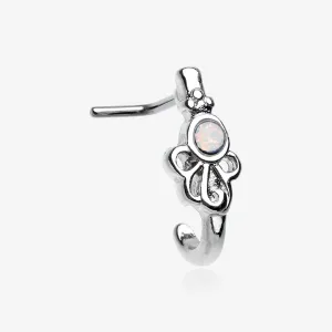 Victorian Opalite Ornate L-Shaped Nose Hoop Ring
