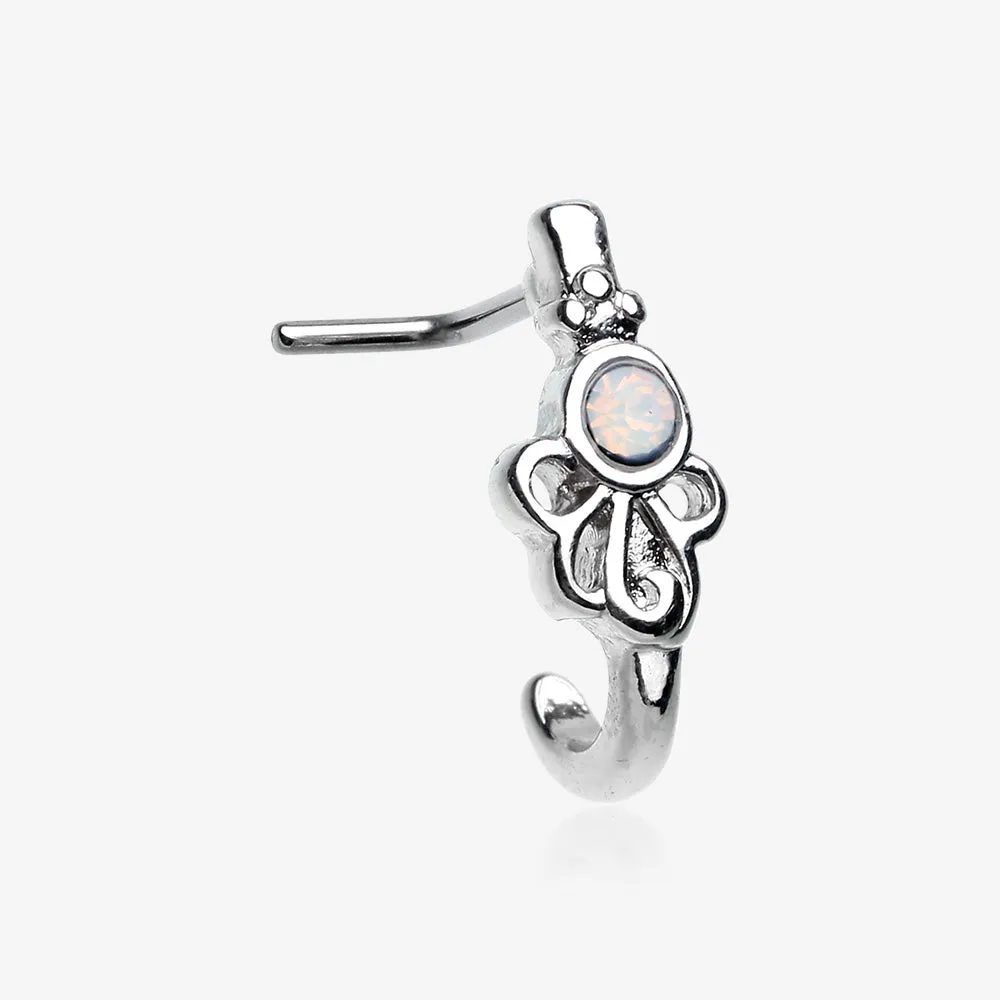 Victorian Opalite Ornate L-Shaped Nose Hoop Ring