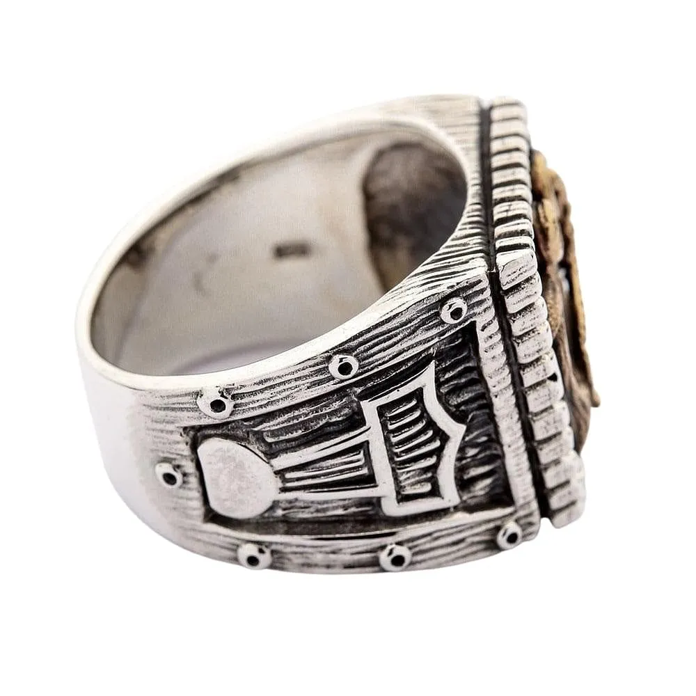 Viking Anchor Thors Hammer Sterling Silver Ring