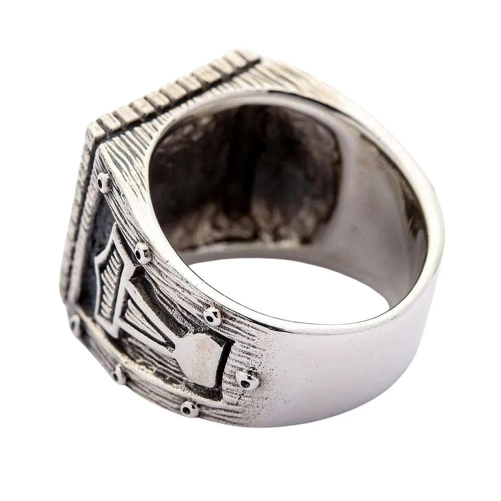 Viking Anchor Thors Hammer Sterling Silver Ring