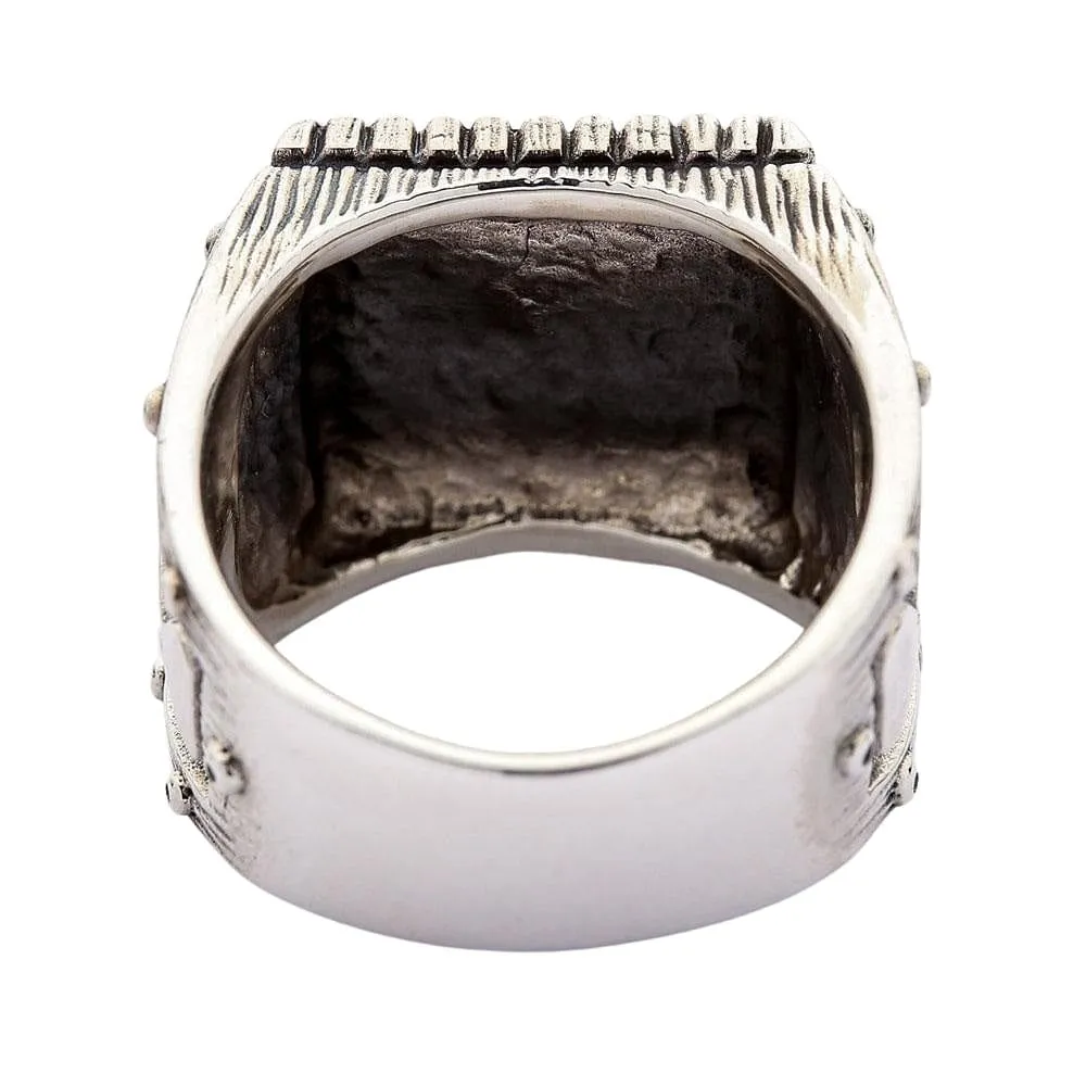 Viking Anchor Thors Hammer Sterling Silver Ring