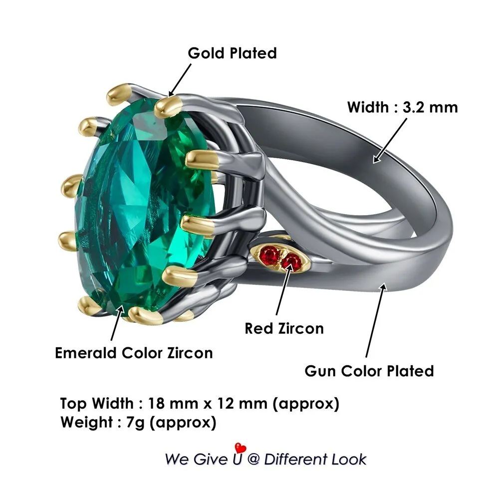 Vintage Green Emerald Ring Dazzling Cut Wedding Women Delicate Fine Jewelry