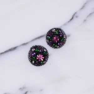 Vintage Made in Austria Purple, Green and Black Earrings