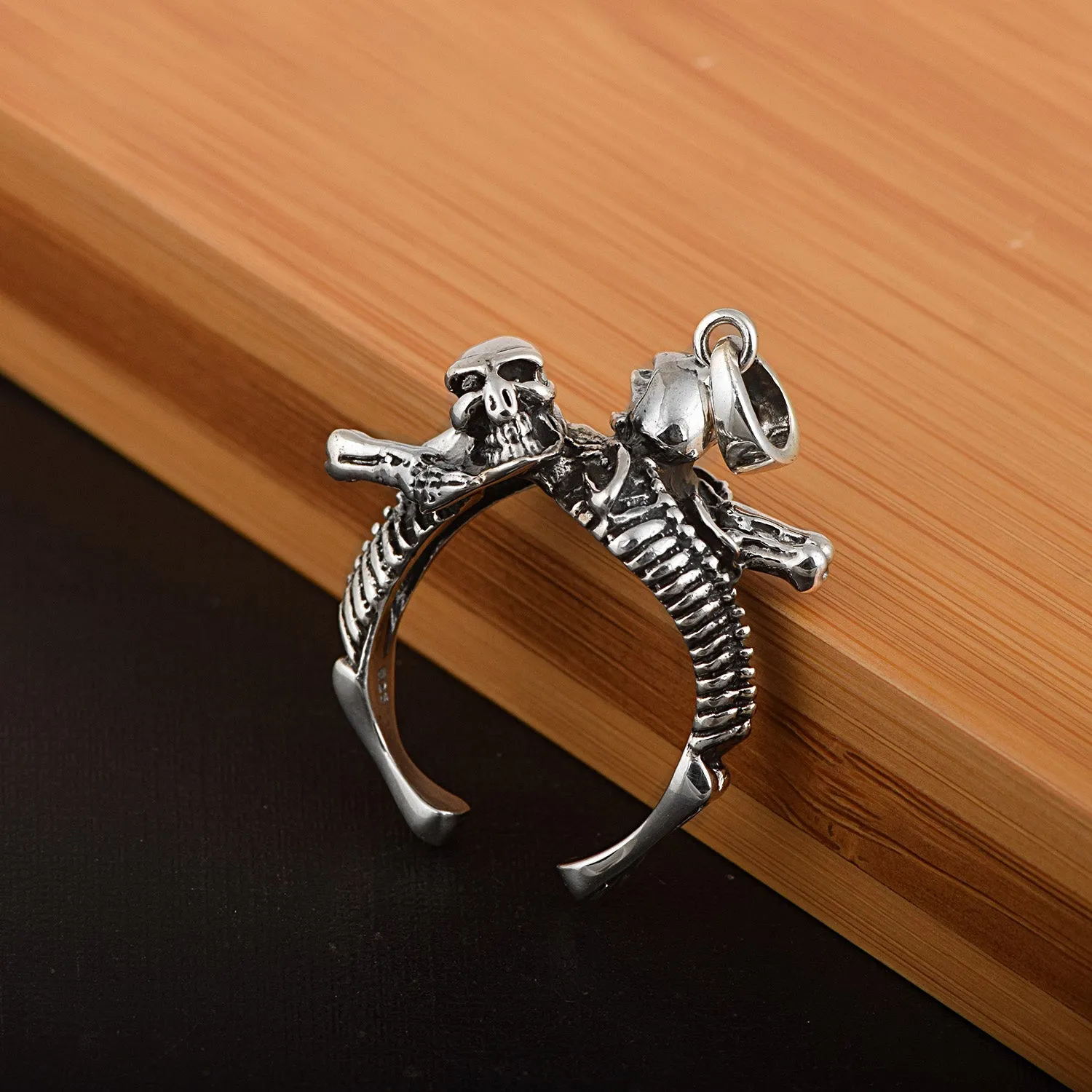 Vintage Pendant Skull Style Cocktail Party Biker Pendant Halloween Silver Men Necklace