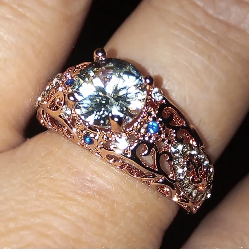 Vintage Romantic Bridal Wedding Ring Rose Gold Jewelry for Women
