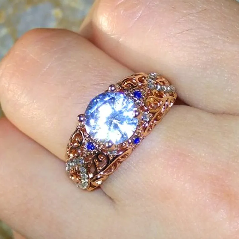 Vintage Romantic Bridal Wedding Ring Rose Gold Jewelry for Women
