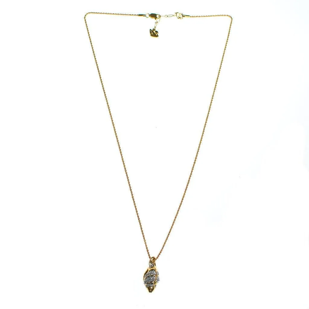 Vintage Swarovski Gold Shell Pendant Necklace