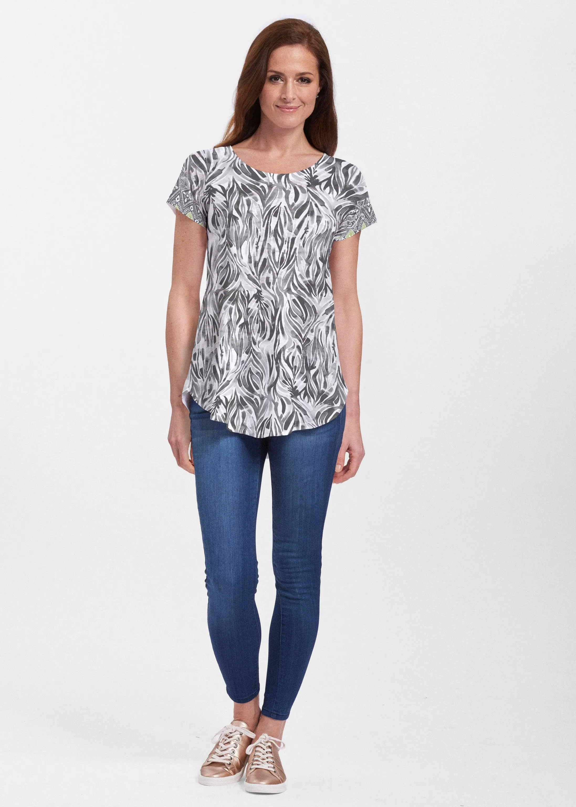 Watercolor Zebra (7664) ~ Signature Short Sleeve Scoop Neck Flowy Tunic