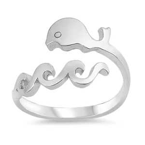 Whale Wave Adjustable Midi Knuckle Ring New .925 Sterling Silver Band Sizes 4-10