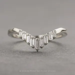 White Baguette Diamond Wedding Band, Large Juniper Setting, Platinum