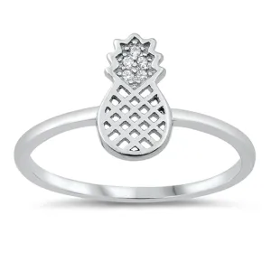 White CZ Trendy Pineapple Ring New .925 Sterling Silver Band Sizes 4-10