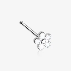 White Plumeria Flower Nose Stud Ring
