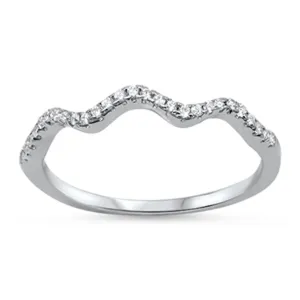 Women's Clear CZ Fashion Ring New .925 Sterling Silver Stackable Band Sizes 4-10