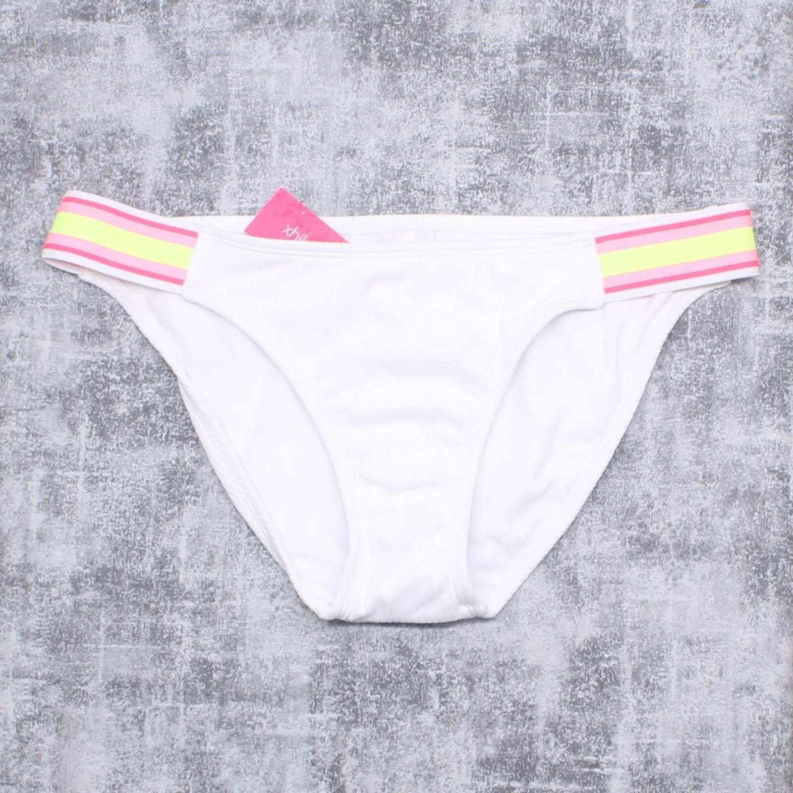 Xhilaration Women's Striped Side Tab Ribbed Hipster Bikini Bottom