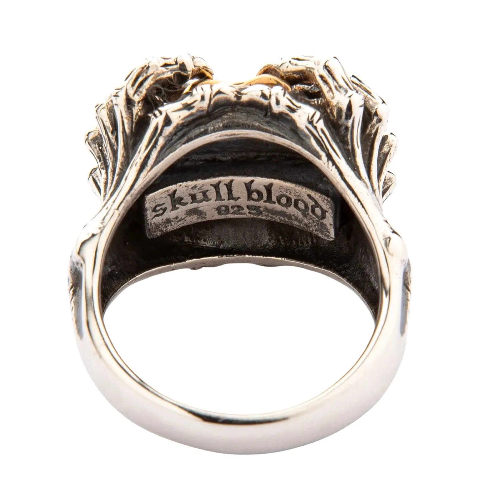 Yellow Gold Spider Skull Sterling Silver Ring