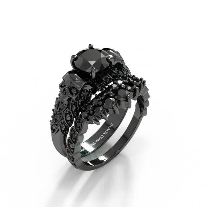 You're My Forever- 1.25 Carat Round Cut Diamond Skulls Promise Ring Set