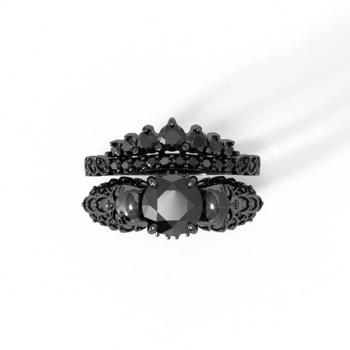 You're My Forever- 1.25 Carat Round Cut Diamond Skulls Promise Ring Set