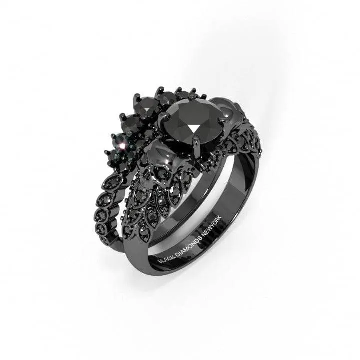 You're My Forever- 1.25 Carat Round Cut Diamond Skulls Promise Ring Set