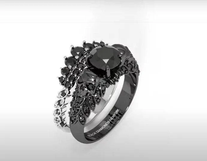 You're My Forever- 1.25 Carat Round Cut Diamond Skulls Promise Ring Set