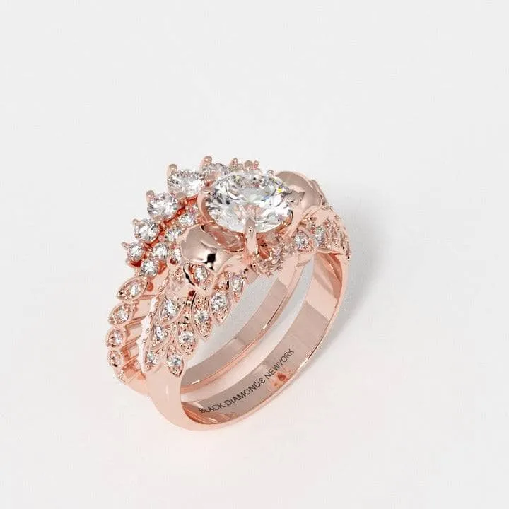 You're My Forever- 1.25 Carat Round Cut Diamond Skulls Promise Ring Set