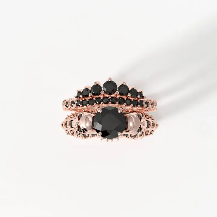 You're My Forever- 1.25 Carat Round Cut Diamond Skulls Promise Ring Set