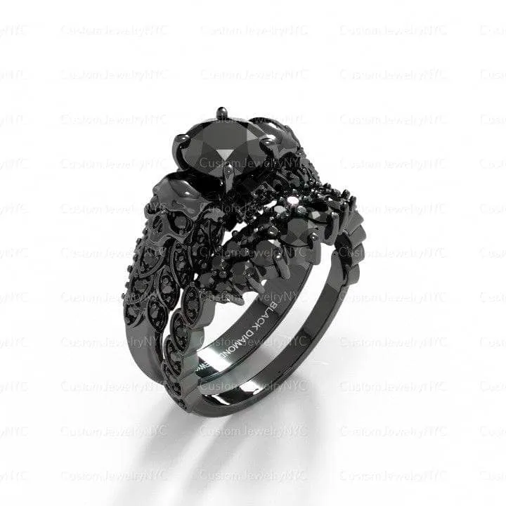 You're My Forever- 1.25 Carat Round Cut Diamond Skulls Promise Ring Set