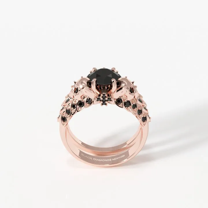 You're My Forever- 1.25 Carat Round Cut Diamond Skulls Promise Ring Set