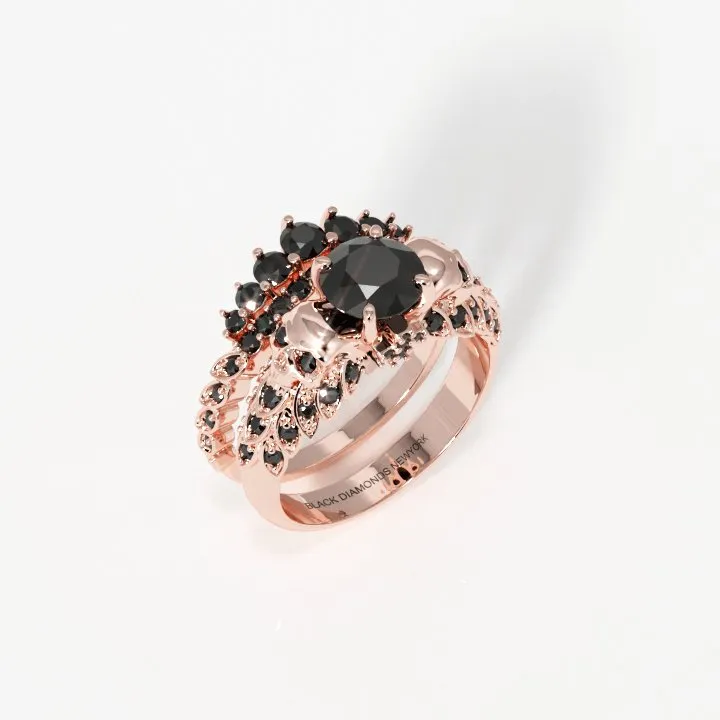 You're My Forever- 1.25 Carat Round Cut Diamond Skulls Promise Ring Set