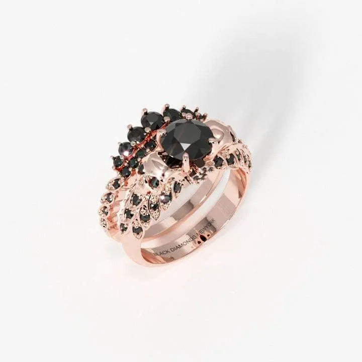 You're My Forever- 1.25 Carat Round Cut Diamond Skulls Promise Ring Set