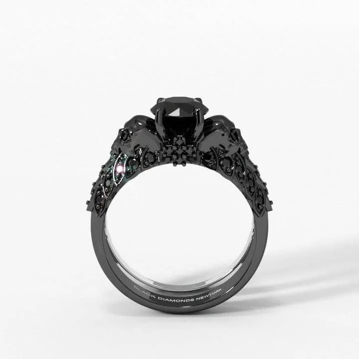 You're My Forever- 1.25 Carat Round Cut Diamond Skulls Promise Ring Set