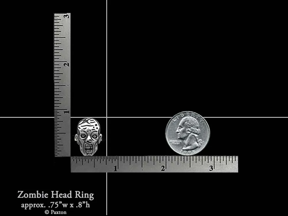 Zombie Head Ring Sterling Silver