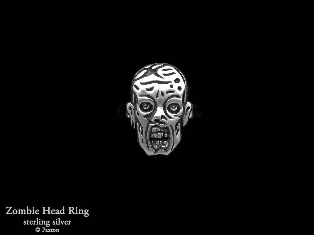 Zombie Head Ring Sterling Silver