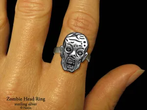 Zombie Head Ring Sterling Silver